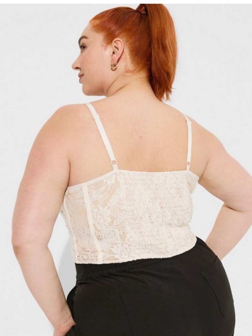 NWT Torrid Lace Power Mesh Corset Crop Top Pristine Cream Size 2 18/20 - Picture 2 of 7